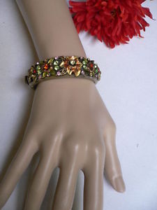 【送料無料】ブレスレット　アクセサリ―　アンティークゴールドカフファッションブレスレットwomen antique rusty gold cuff flower garden rhinestones skinny fashion bracelet