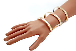 【送料無料】ブレスレット　アクセサリ―　ブレスレットファッションジュエリーラップラウンドストライプwomen gold bracelet metal fashion jewelry wrap round geometric shapes 3 stripes
