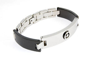 【送料無料】ブレスレット　アクセサリ―　ブランドメンズベンシャーマンブレスレットステンレススチールカーボンコントラストbrand mens ben sherman id bracelet stainless steel and carbon contrast