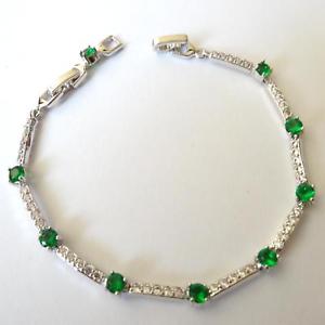 【送料無料】ブレスレット　アクセサリ―　テニスブレスレットシルバーエメラルドホワイトwomens tennis bracelet silver tone emeralds white cz 815 748 in 76 n