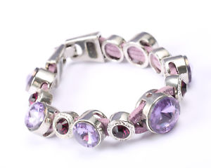 【送料無料】ブレスレット　アクセサリ―　トーンブレスレット listingsilver tone, purple leather and purple crystal bracelet