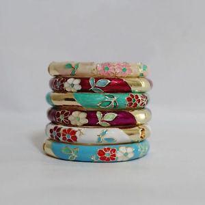 【送料無料】ブレスレット　アクセサリ―　エナメルフラワーブレスレットchinese handmade cloisonne enamel flower bracelet 12pc