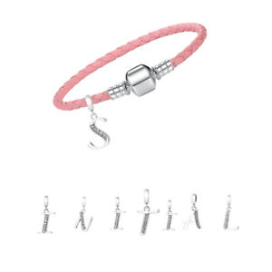 【送料無料】ブレスレット　アクセサリ―　ブレスレットピンクパーソナライズブレスレットブレスレットinitial bracelet pink leather personalised bracelet letter charm bracelet