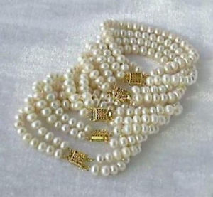 【送料無料】ブレスレット　アクセサリ―　ホワイトアコヤブレスレットwhole 5pc 2 row 78mm white akoya cultured pearl bracelet 8