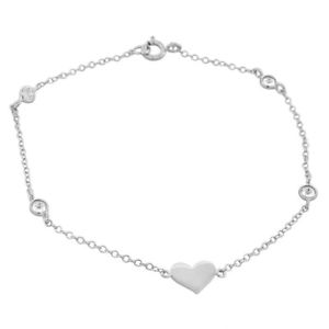 【送料無料】ブレスレット　アクセサリ―　スターリングシルバーリンクチェーンブレスレットsterling silver crystals love heart womens girls link chain bracelet