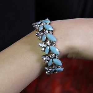 【送料無料】ブレスレット　アクセサリ―　ブレスレットbracelet female elastic leaves blue crystal original evening marriage ct5