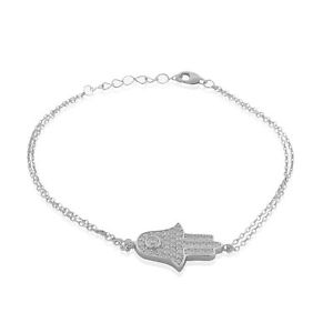 【送料無料】ブレスレット　アクセサリ―　アルジェントargento sterling 925 lunetta bianco zircone cubico trasparente hamsa mano