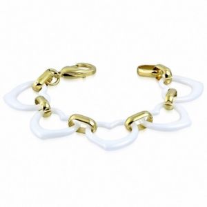 【送料無料】ブレスレット　アクセサリ―　ブレスレットブランbracelet crs en cramique blanc avec liens en acier inoxydable dor