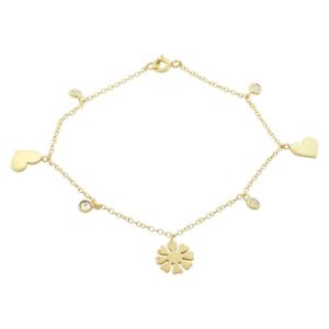 【送料無料】ブレスレット　アクセサリ―　アルジェントポンドオロクオーレアモーレフラワーガールargento sterling placcato oro cristalli cuore amore flower girls