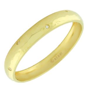 【送料無料】ブレスレット　アクセサリ―　ステンレススチールワイドstainless steel wide hammered finish white crystals cz womens