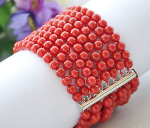 【送料無料】ブレスレット　アクセサリ―　ラウンドコーラルラウンドビーズブレスレットインチnarutal real 8row 6mm red round coral round bead bracelet 8inch