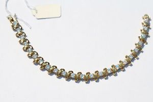 【送料無料】ブレスレット　アクセサリ―　スターリングシルバーテニスブレスレットｋイエローゴールド 14k yellow gold on sterling silver tennis cz bracelet 178cm