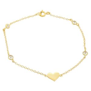【送料無料】ブレスレット　アクセサリ―　スターリングシルバーハートクリスタルsterling silver heart crystal gold plated love womens girl