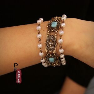 【送料無料】ブレスレット　アクセサリ―　ブレスレットパールターコイズレトロモダンオリジナルbracelet multirank pearl turquoise retro modern original evening marriage ct4