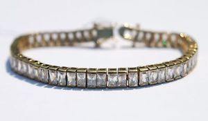 【送料無料】ブレスレット　アクセサリ―　ヌーボーシュールアージェントスターリングジルコンブレスレットnouveau 14k jaune or sur argent sterling zircon cubique bracelet 184cm