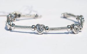 【送料無料】ブレスレット　アクセサリ―　スターリングシルバーハートブレスレット 925 sterling silver heart cz bracelet