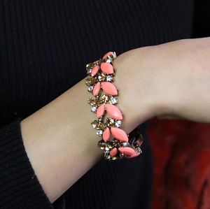 【送料無料】ブレスレット　アクセサリ―　ブレスレットオレンジクリスタルbracelet female elastic leaves orange crystal original evening marriage ct2