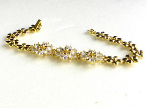 【送料無料】ブレスレット　アクセサリ―　ｋイエローゴールドメッキキュービッククリスタルブレスレットクリスマスwomen luxury 14k yellow gold plated flower cz cubic crystal bracelet xmas