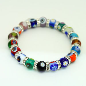 【送料無料】ブレスレット　アクセサリ―　ヴェニスmultiムラノガラスブレスレットbeautiful multi coloured murano crystal handmade glass bead bracelet from venice