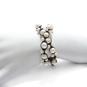 【送料無料】ブレスレット　アクセサリ―　ロープビーズラップブレスレットadjustable brown rope and freshwater pearl beads wrap bracelet