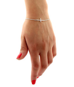【送料無料】ブレスレット　アクセサリ―　スターリングブレスレットチェーンb02sterling silver sideways cross bracelet solid cross sideway chain bracelet b02