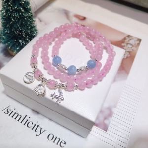 【送料無料】ブレスレット　アクセサリ―　6mmローズコーツbeadsthreeブレスレット925スターリングaccessorie6mm rose quartz round beadsthree circle bracelet amp;925 sterling silver acces