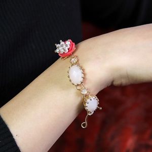 【送料無料】ブレスレット　アクセサリ―　ブレスレットピンクbracelet female pale pink flower red pearl original evening marriage gift l4