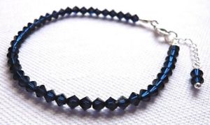 ブレスレット　アクセサリ―　スターリングdark indigoブレスレットswarovski elementssterling silver dark indigo navy blue crystal beaded bracelet swarovski elements