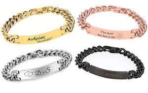 【送料無料】ブレスレット アクセサリ― 4カラーパートナーブレスレッツ2idステンレスブレスレットid stainless steel bracelet with engraving on request partner bracelets 2 in 4 colours