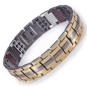 【送料無料】ブレスレット　アクセサリ―　チタンブレスレットdouble strength 4 elements pure titanium magnetic therapy bracelet pain relief