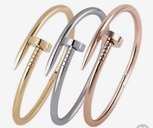 【送料無料】ブレスレット　アクセサリ―　チタンネイルブレスレットソリッドtitanium nail bracelets 18ct plated with or without stones solid non tarnish