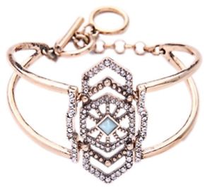 【送料無料】ブレスレット　アクセサリ―　ターコイズクリスタルラインストーンゴールドリバイバルカフブレスレットblue green turquoise crystal rhinestone chunky gold tribal revival cuff bracelet 14,425円