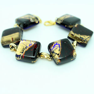 【送料無料】ブレスレット　アクセサリ―　ムラーノブレスレットベニスmagnifique sombre rouge et or murano verre bracelet de venice 13,476円