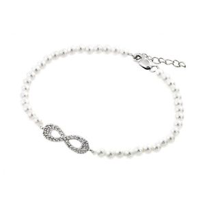 【送料無料】ブレスレット　アクセサリ―　ブレスレットスターリングシルバーペンダントfresh water pearl bracelet w sterling silver cz stones open infinity pendant