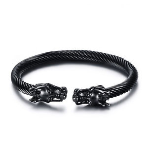 【送料無料】ブレスレット　アクセサリ―　メンズドラゴンバスブレスレットas fr32098 elastique reglable mens dragon en acier inoxydable bracelets metal