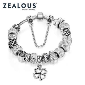 【送料無料】ブレスレット　アクセサリ―　ヨーロッパシルバーブレスレットビーズeuropean silver bracelet crystal beads women
