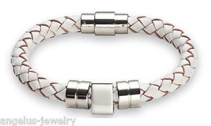 【送料無料】ブレスレット　アクセサリ―　ブレスレットスパイクステンレススチールalraune, leather bracelet spike , white, 21 cm, stainless steel