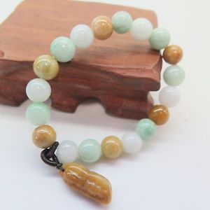 【送料無料】ブレスレット　アクセサリ―　ブレスレットラウンドカラービーズピーナッツチェーンjadeite jade bracelet 10mmw round color bead chain with peanut have elastic
