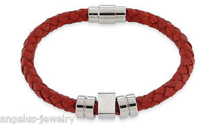 【送料無料】ブレスレット　アクセサリ―　ペルロッソalraune,cinturino in pell punte ,rosso opacorosso opaco,19 cm,acciaio inox