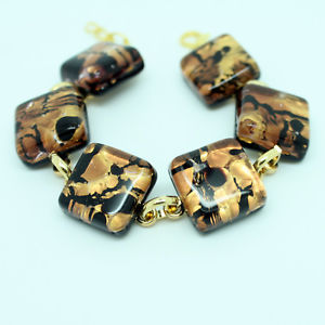【送料無料】ブレスレット　アクセサリ―　ムラーノベネチアbonito marrn y negro murano vidrio pulsera desde venecia