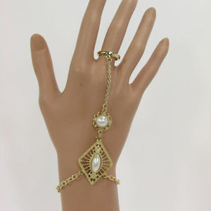 【送料無料】ブレスレット　アクセサリ―　レディースメタルゴールドチェーンブレスレットファッションパールビーズ ladies metal gold chain hand bracelet fashion synthetic pearl bead