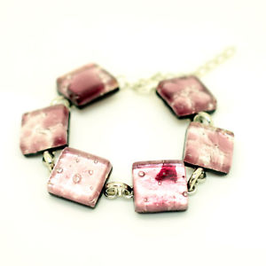 【送料無料】ブレスレット　アクセサリ―　ムラノガラスブレスレットベニスbeautiful purple and silver murano glass bracelet venice