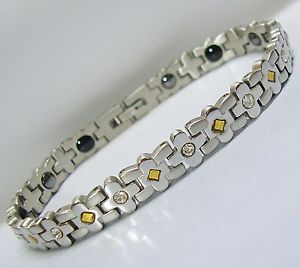 【送料無料】ブレスレット　アクセサリ―　レディースステンレスブレスレットバイオヒーリングセレナladies stainless steel magnetic bracelet bio healing migraine therapy serena sm