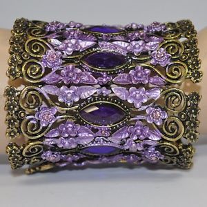 【送料無料】ブレスレット　アクセサリ―　ブレスレットストラップブレスレットパープルラインストーンフラワーブレスレットmetal bracelet strap 7,6 cm bracelet purple rhinestone flower bracelets