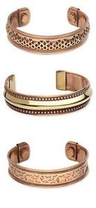 【送料無料】ブレスレット　アクセサリ―　カフブレスレット3 different solid copper brass magnetic cuff bracelets w therapy magnets