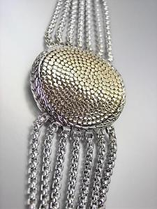 【送料無料】ブレスレット　アクセサリ―　プラケーブルclsico amp; nico grueso estilo diseador oro puntos plata cable medalln pulsera