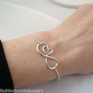 【送料無料】ブレスレット　アクセサリ―　ブレスレットスターリングシルバーハートブレスレットinfinity bracelet 925 sterling silver infinity sign with heart bracelet