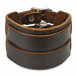 【送料無料】ブレスレット　アクセサリ―　レザーストラップブラウンベルトダブルleather strap brown belt double