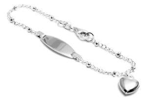 【貨物輸送無料】腕輪 添え物― 925 スターリング6ビーズw925 sterling silver 6 engraved beaded childs id bracelet w heart