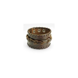 【送料無料】ブレスレット　アクセサリ―　ブレスレットブラウンレザーラージman bracelet brown leather large
